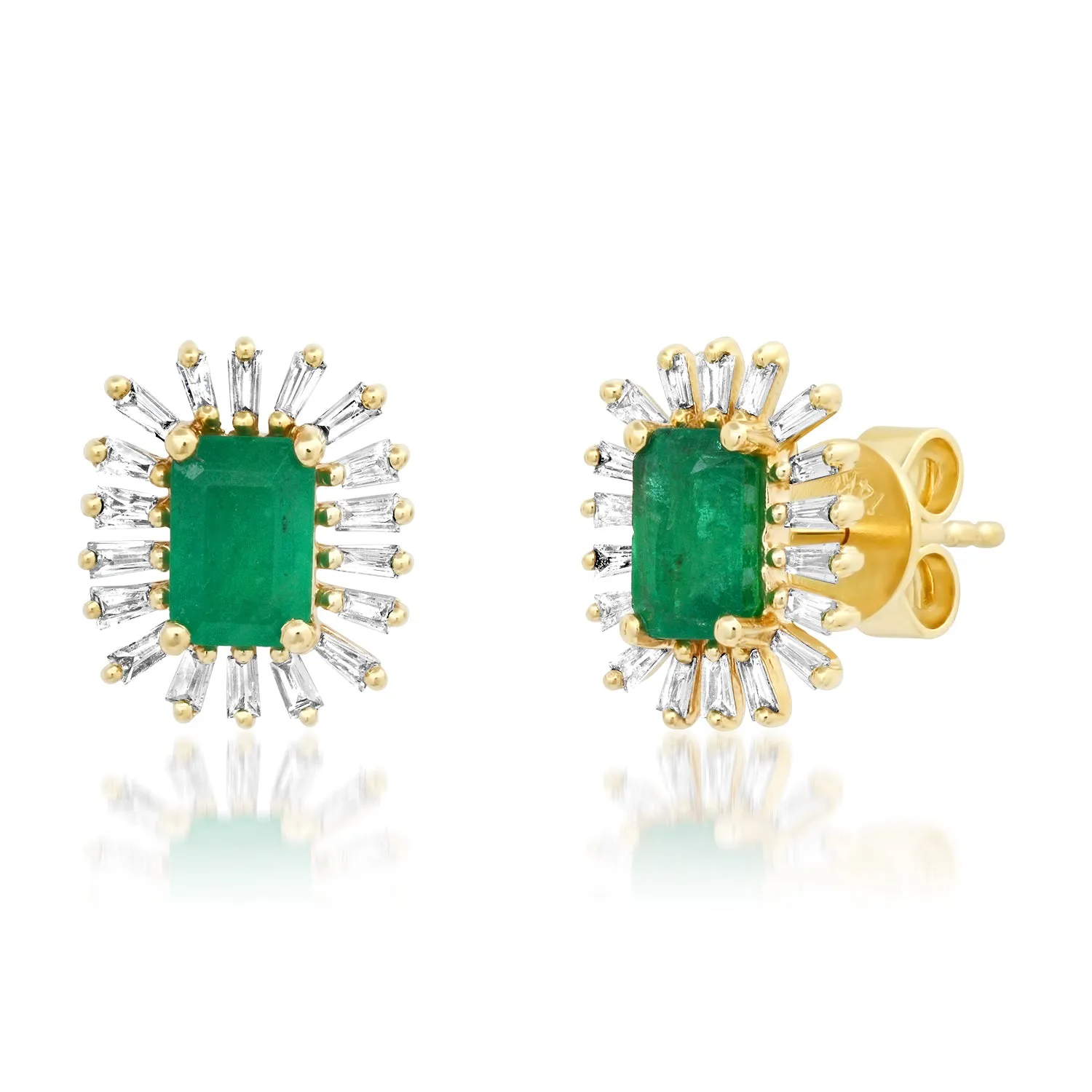 Baguette Halo Studs