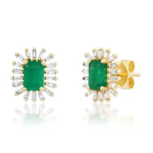 Baguette Halo Studs