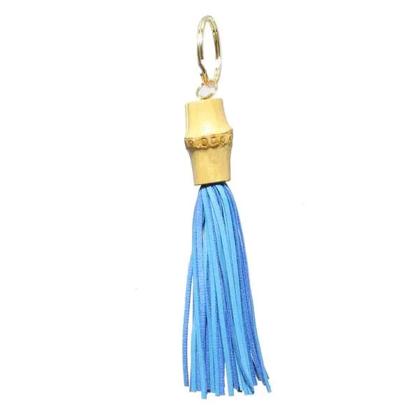 Bamboo Keychain with Leather Fringe