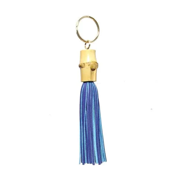 Bamboo Keychain with Leather Fringe