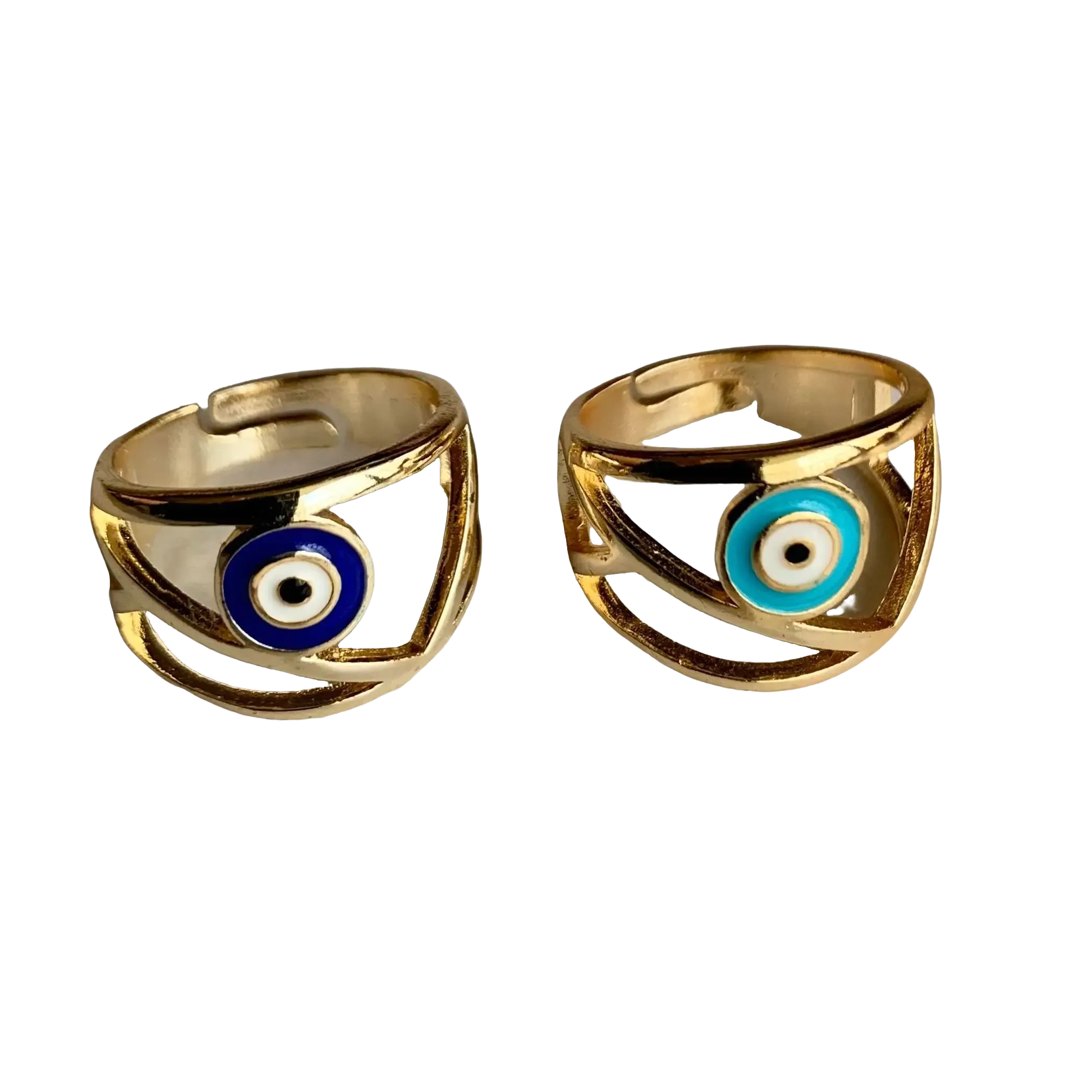 Bande de Vagabonds Floating Evil Eye (Nazar Bonju) Turkish Gold Brass Plated Handmade Fashion Ring