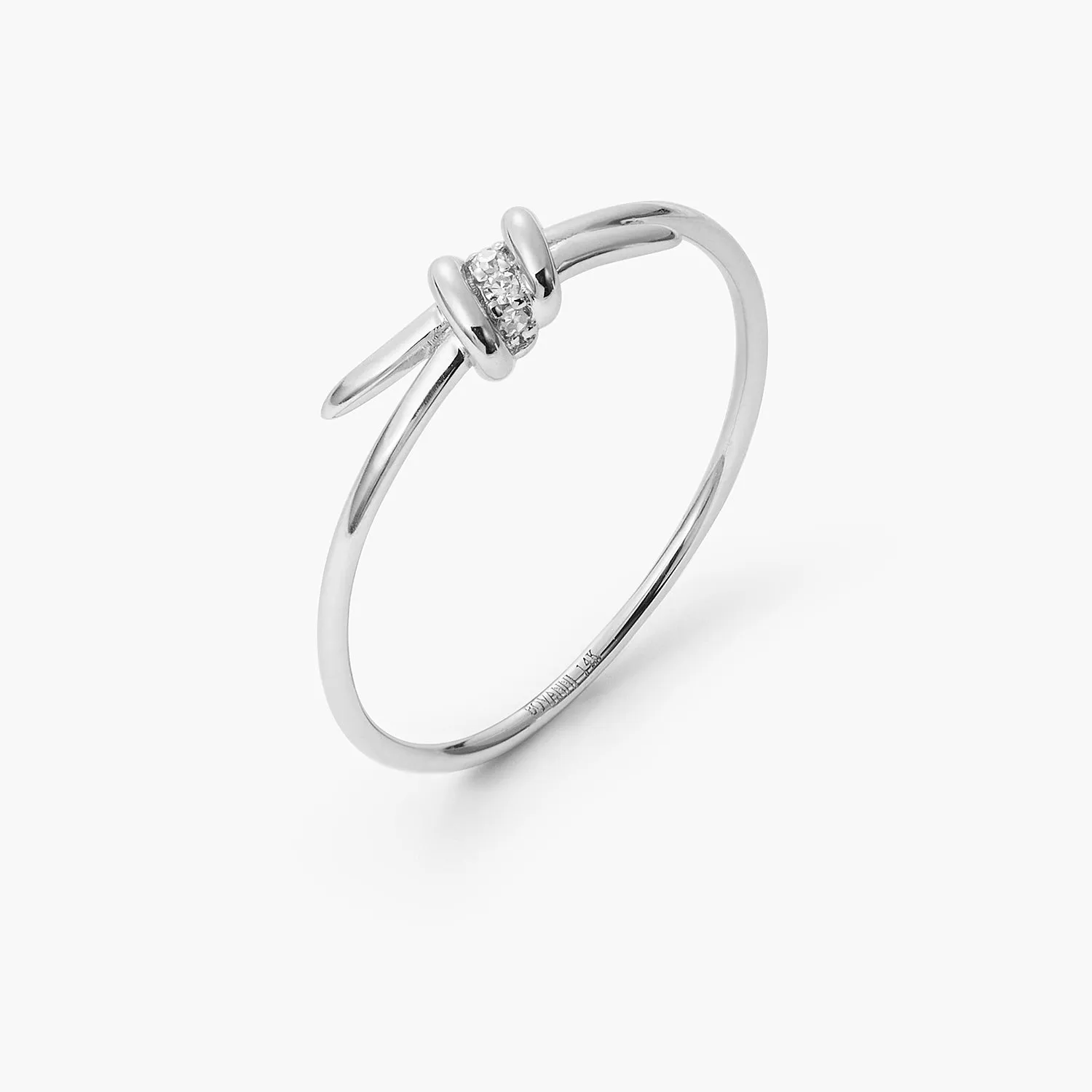 Barbed Wire Promise and Best Friends Ring with diamonds - Delicate Knot Ring