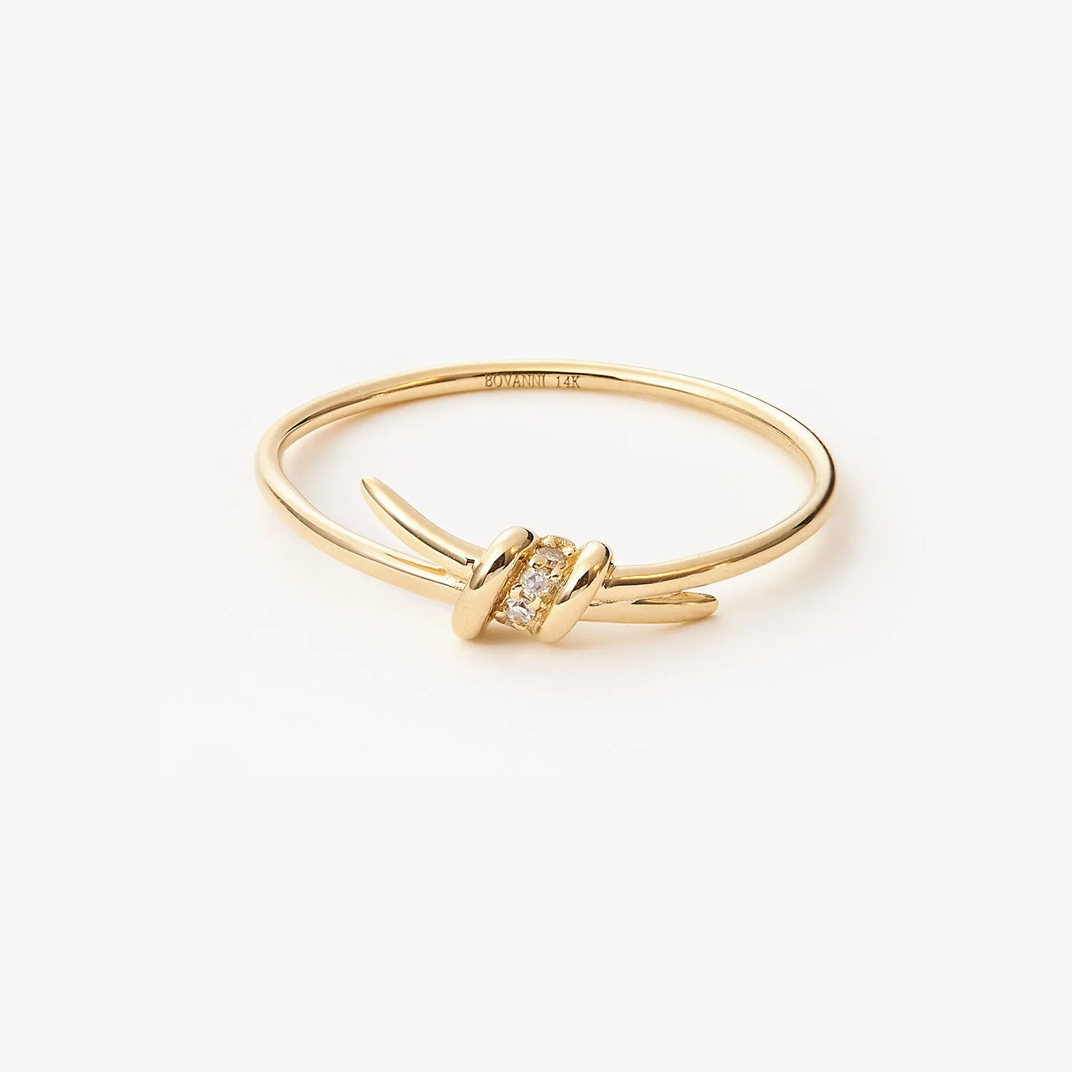 Barbed Wire Promise and Best Friends Ring with diamonds - Delicate Knot Ring