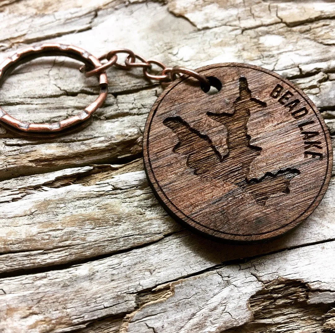Bead Lake Engraved Keychain