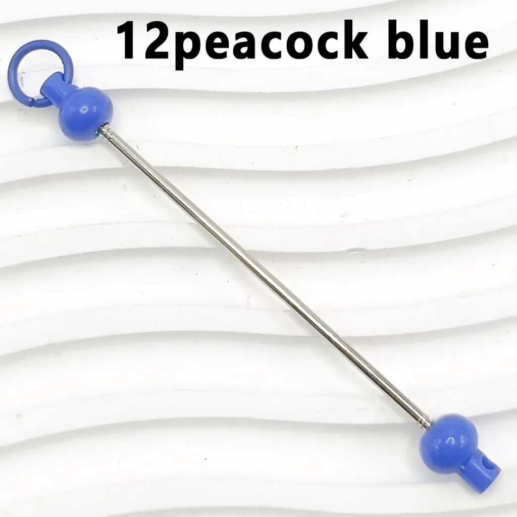 Beadable Bars for DIY Keychains and Accessories, Solid Colors, 90MM, the Material of the Bar is Metal and Plastic
