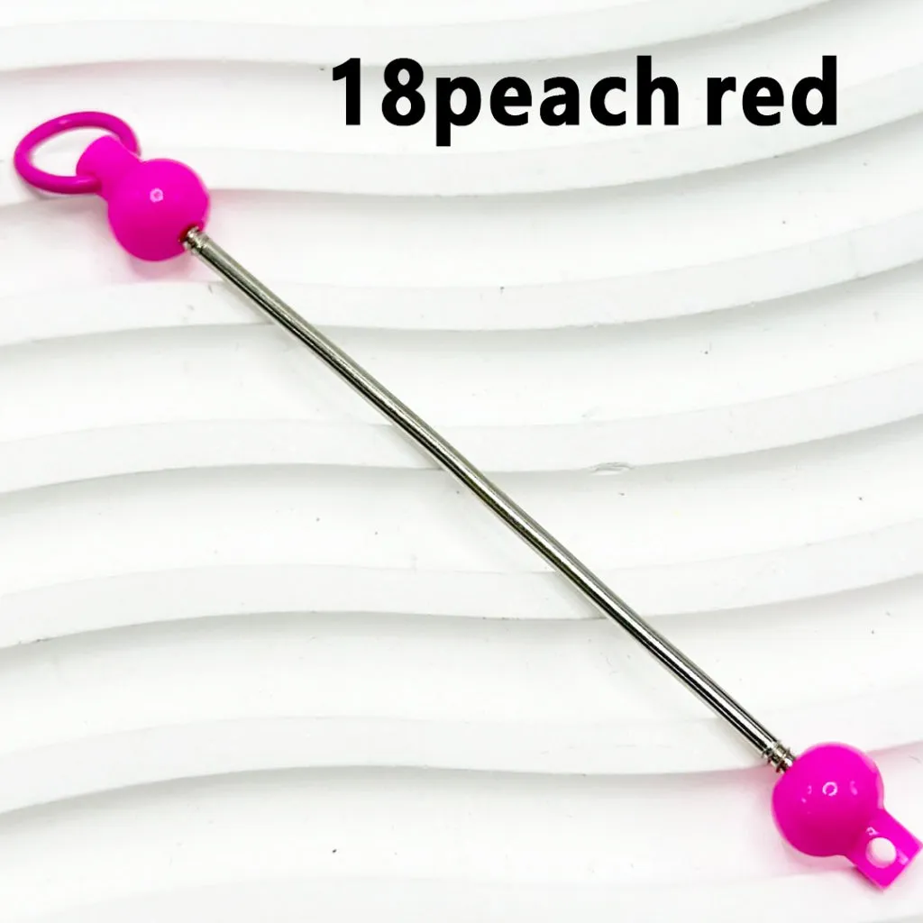 Beadable Bars for DIY Keychains and Accessories, Solid Colors, 90MM, the Material of the Bar is Metal and Plastic