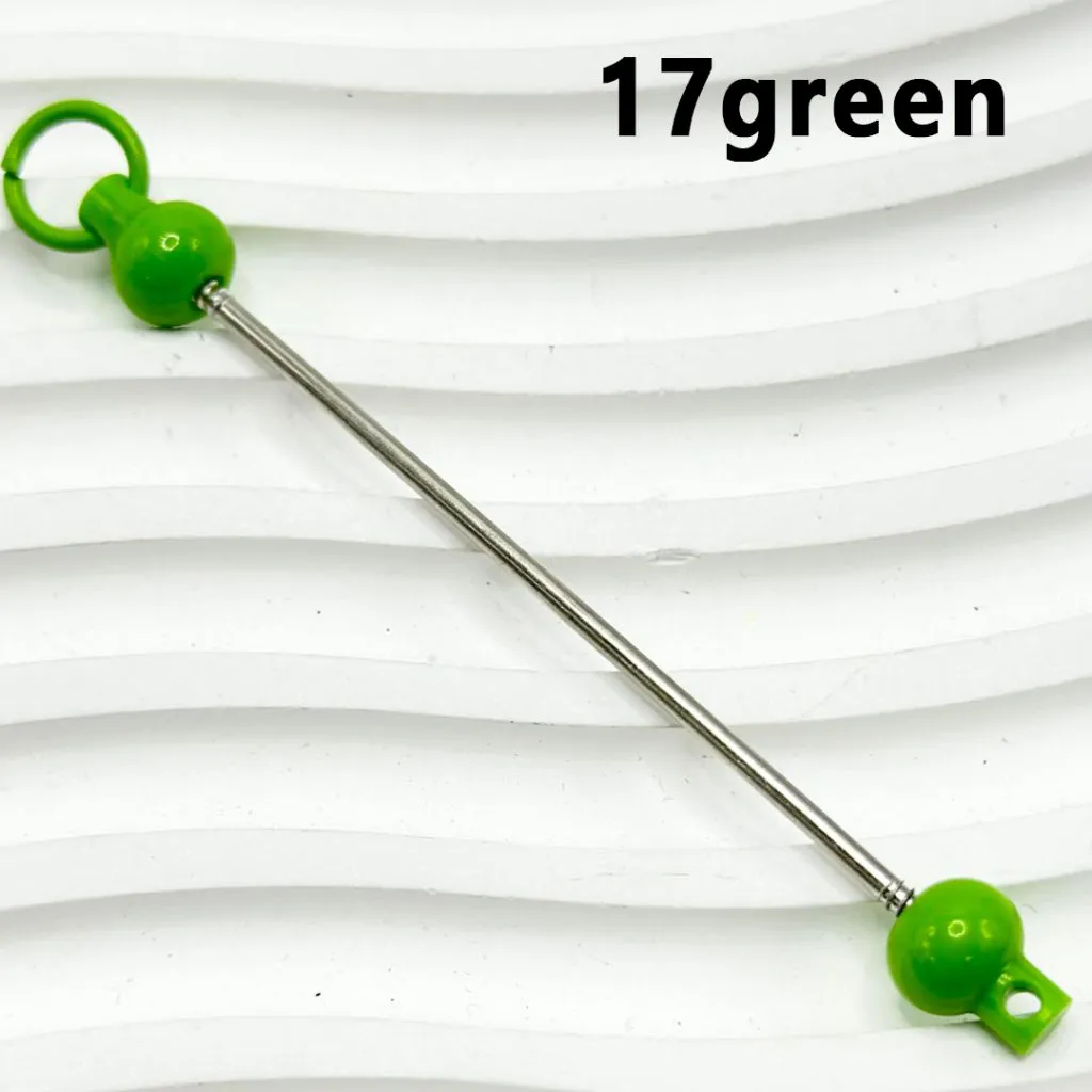 Beadable Bars for DIY Keychains and Accessories, Solid Colors, 90MM, the Material of the Bar is Metal and Plastic