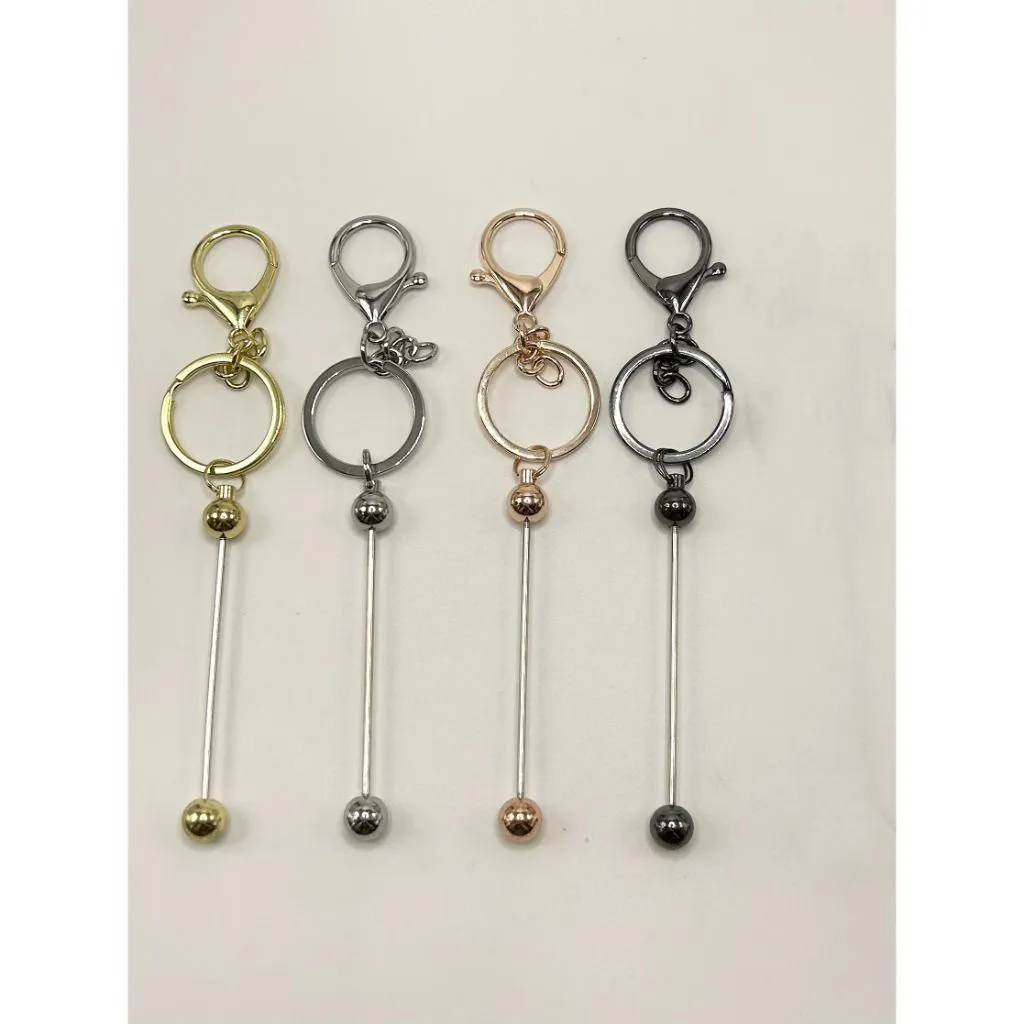 Beadable Bars for DIY Keychains and Accessories, Solid Colors, 90MM, the Material of the Bar is Metal and Plastic