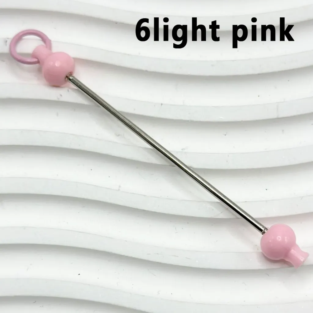 Beadable Bars for DIY Keychains and Accessories, Solid Colors, 90MM, the Material of the Bar is Metal and Plastic