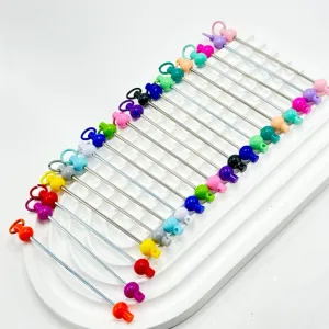 Beadable Bars for DIY Keychains and Accessories, Solid Colors, 90MM, the Material of the Bar is Metal and Plastic