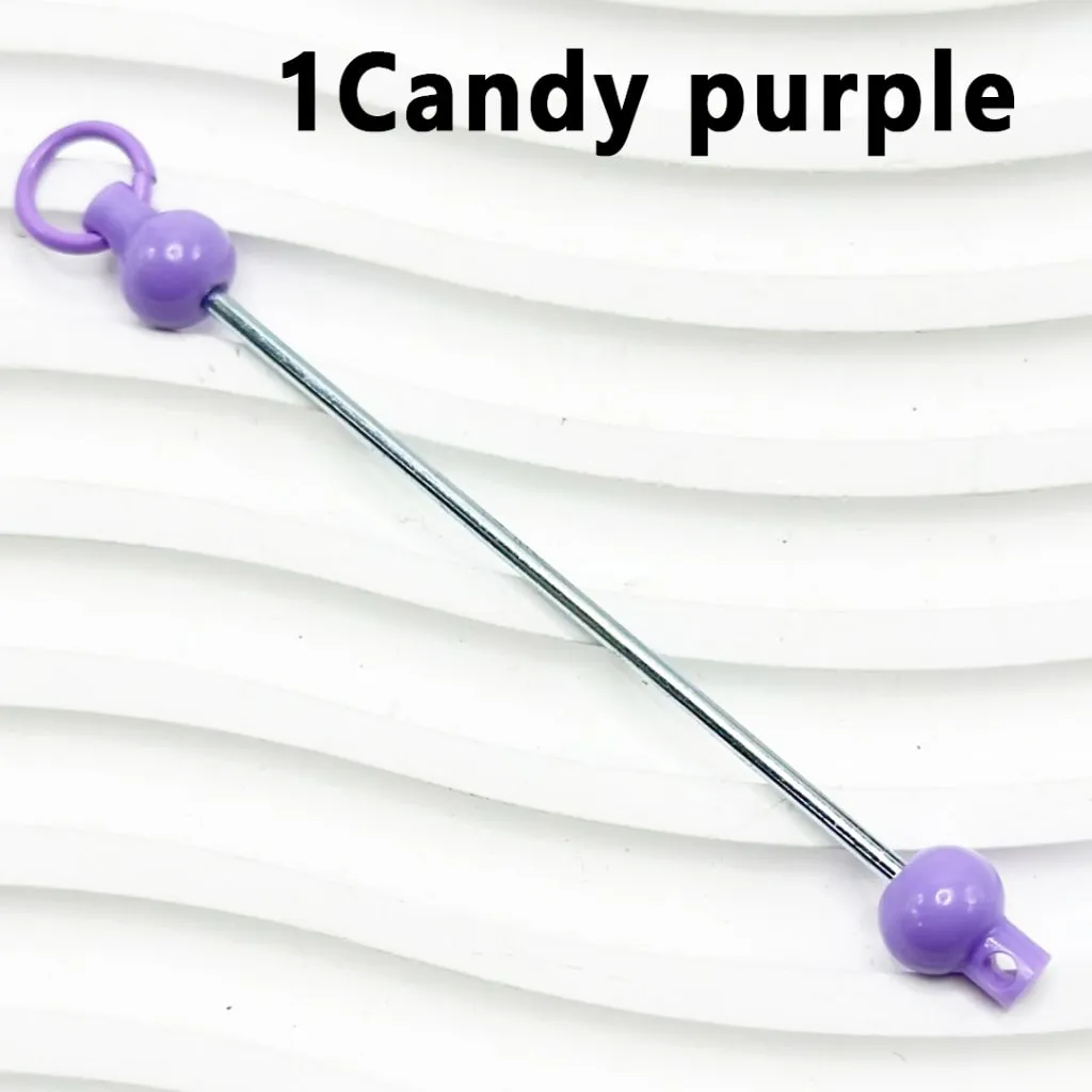 Beadable Bars for DIY Keychains and Accessories, Solid Colors, 90MM, the Material of the Bar is Metal and Plastic