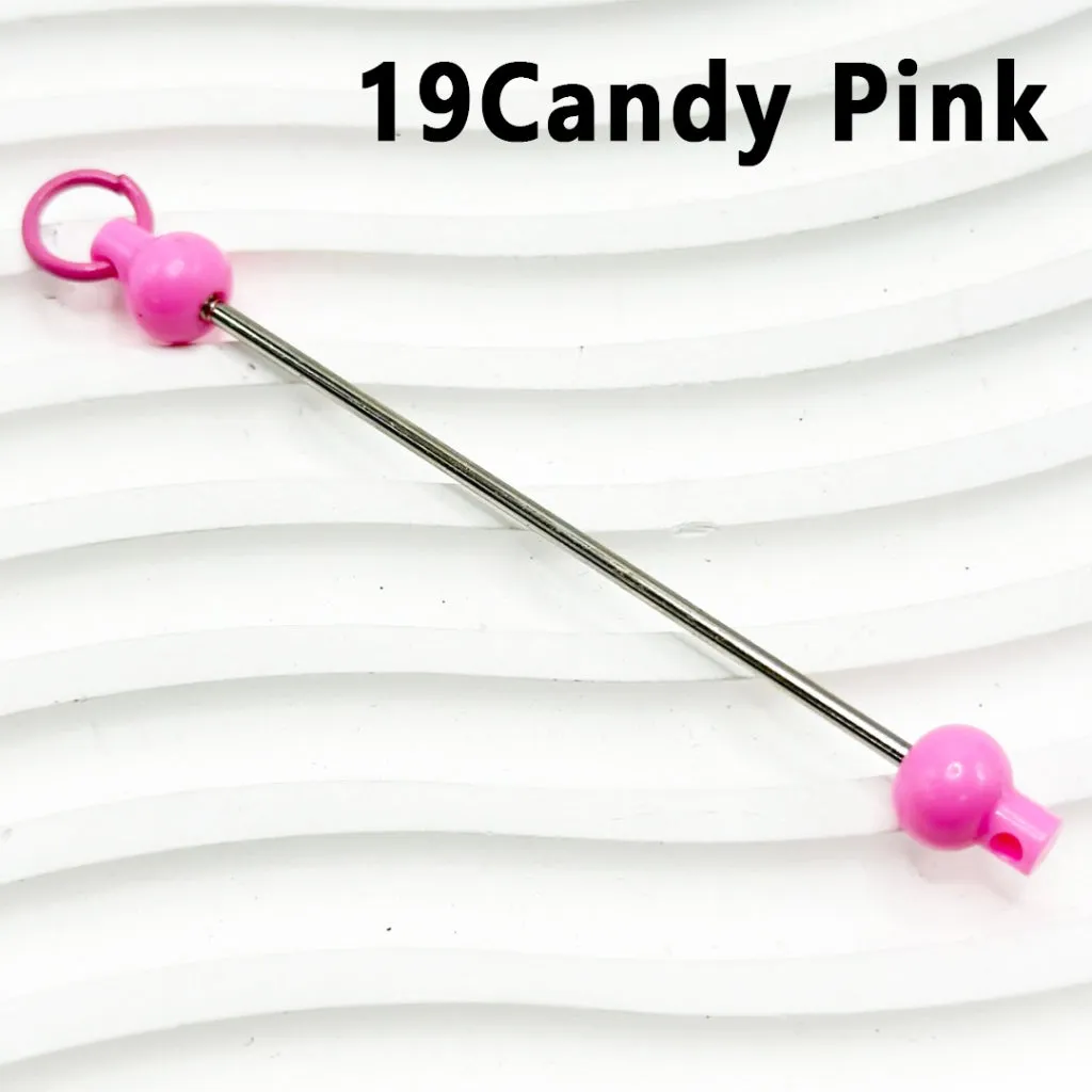 Beadable Bars for DIY Keychains and Accessories, Solid Colors, 90MM, the Material of the Bar is Metal and Plastic