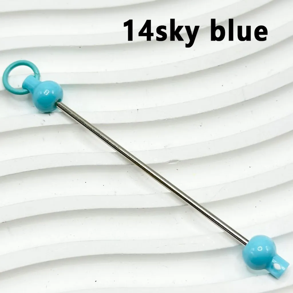 Beadable Bars for DIY Keychains and Accessories, Solid Colors, 90MM, the Material of the Bar is Metal and Plastic