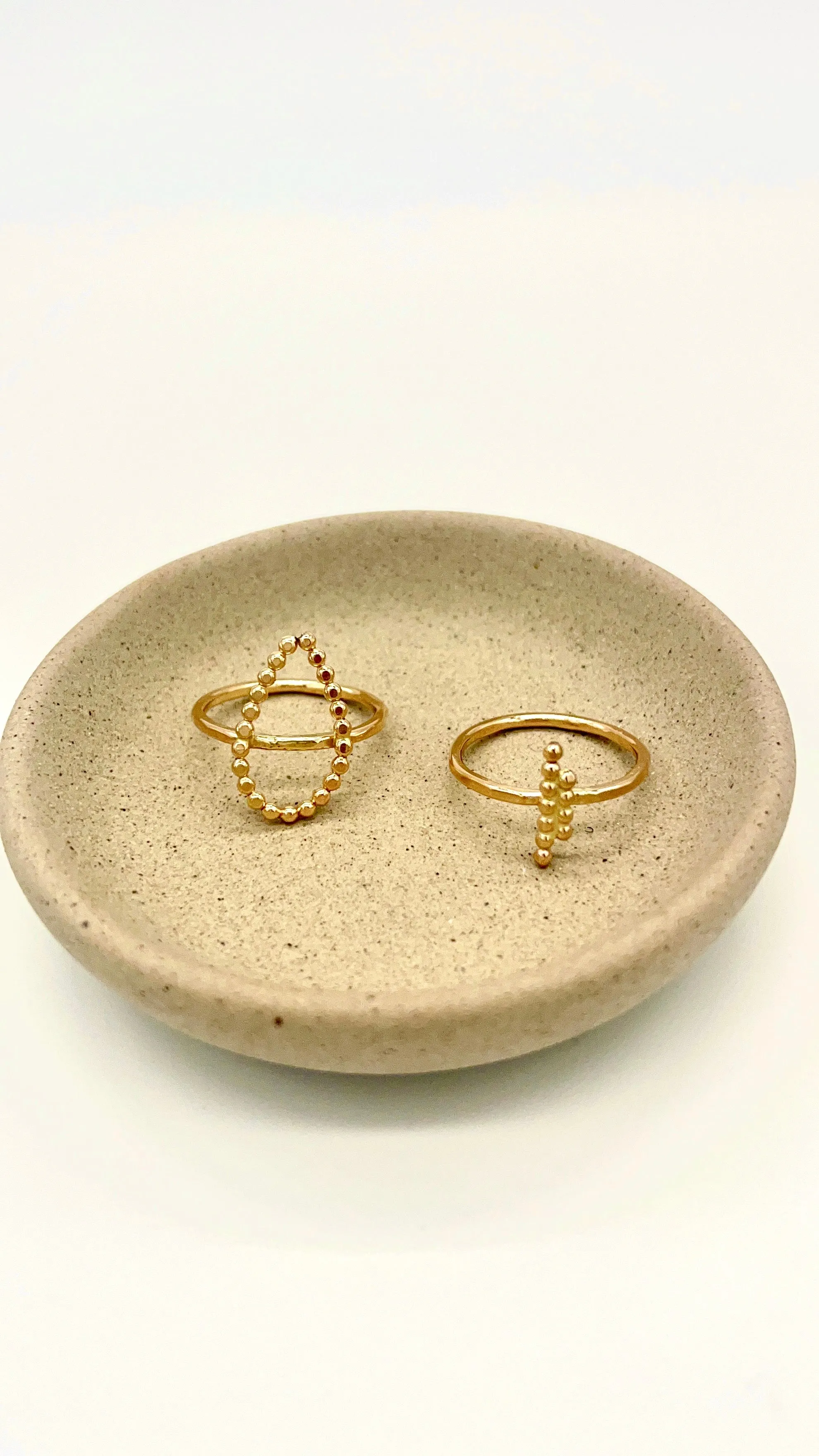 Beaded 14kt Gold-Filled Stacking Ring - Tear Shape