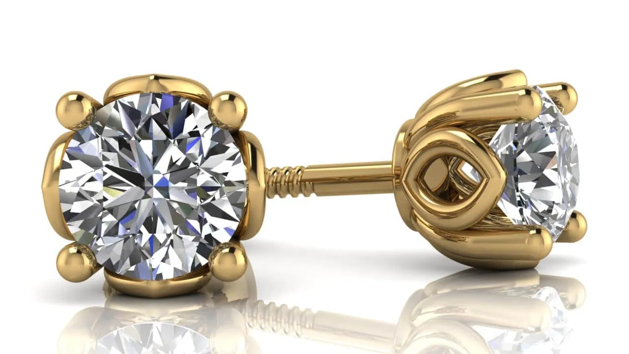 Beautiful Tulip Diamond Stud Earrings with 0.25 ct.(finished) 3.2mm