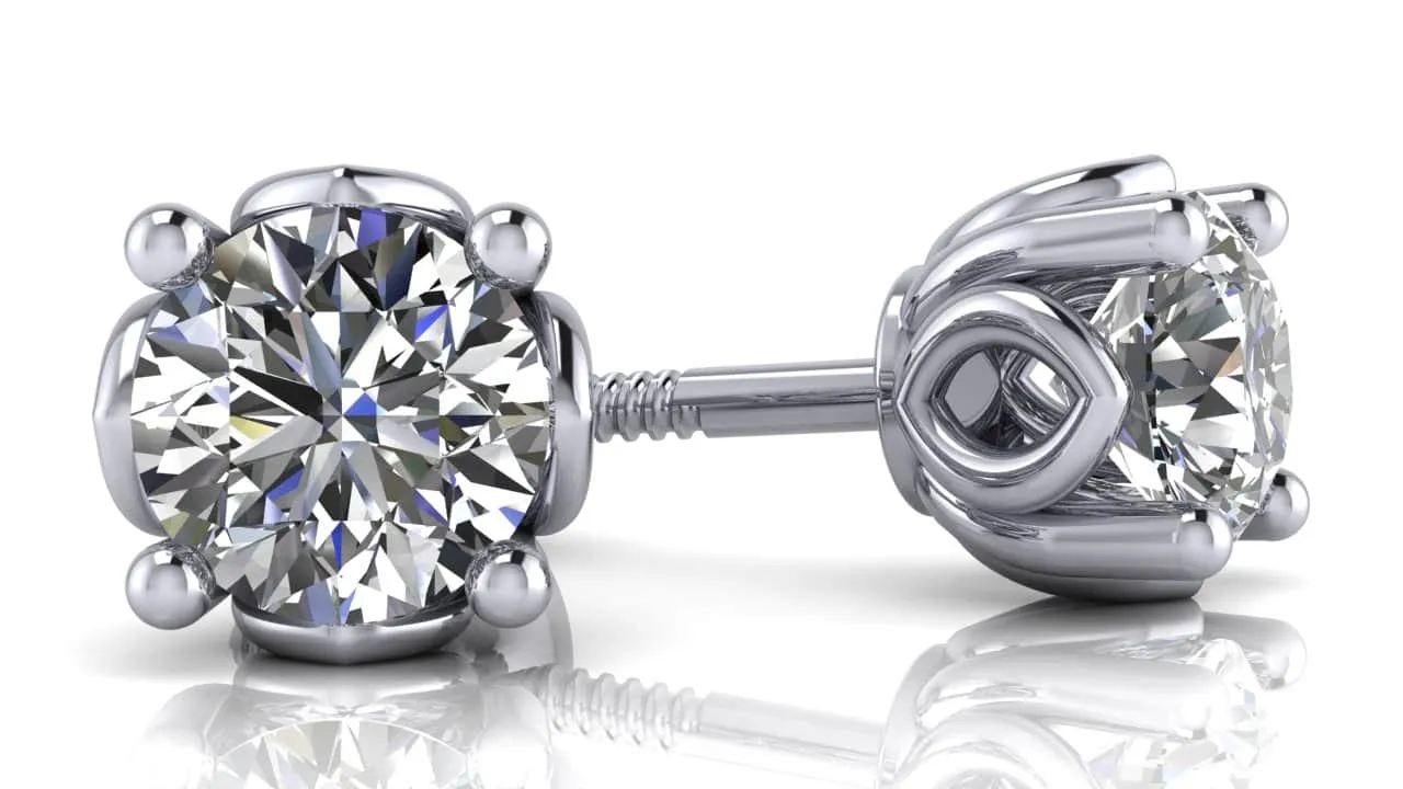 Beautiful Tulip Diamond Stud Earrings with 0.25 ct.(finished) 3.2mm