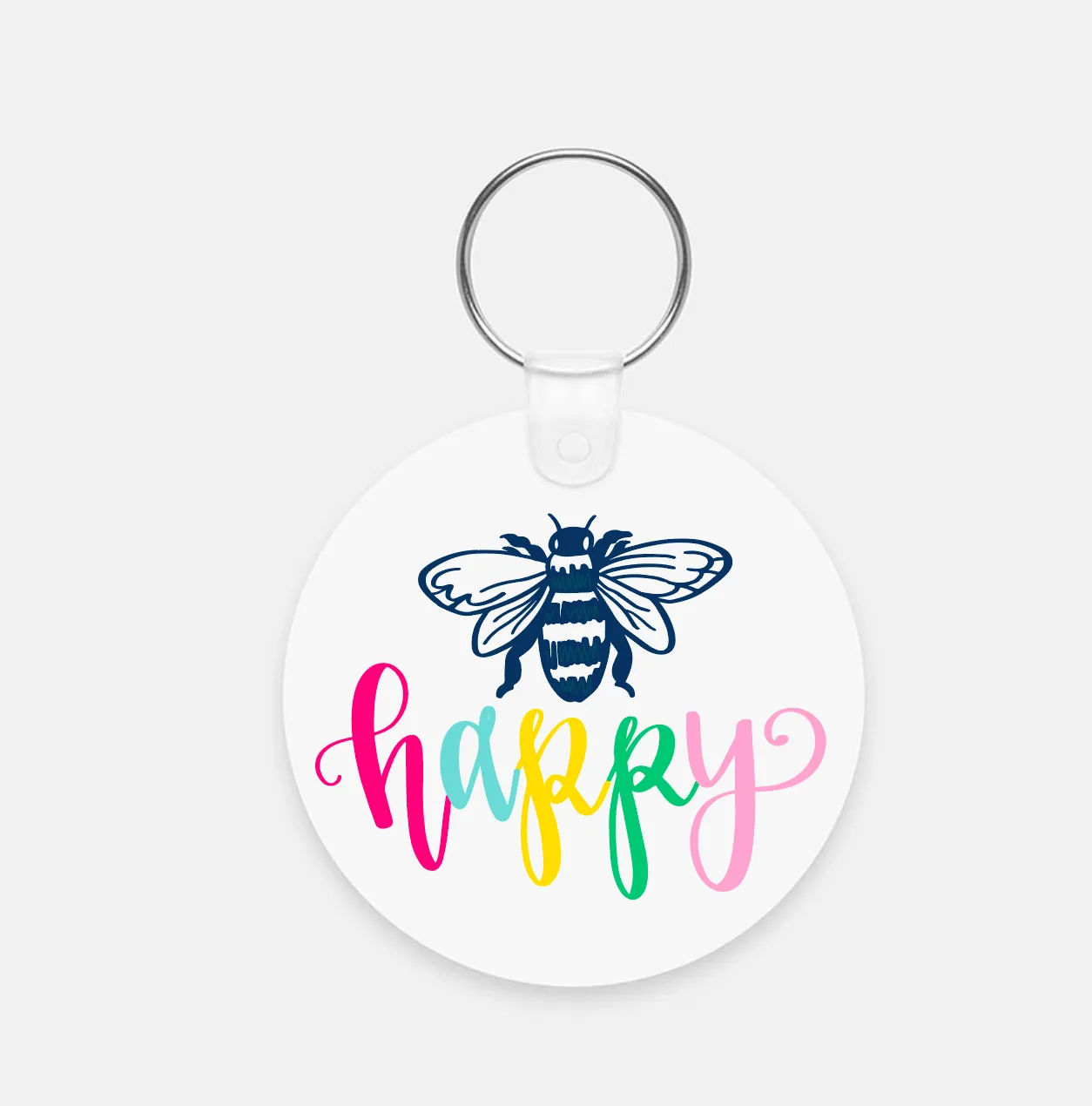 Bee Happy Acrylic Plastic Keychain