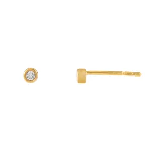 Bezel Set Diamond Stud Earring 14K