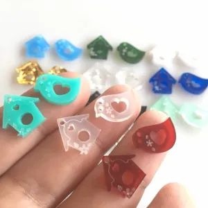 Birds and Birdhouses / 24 Pieces, 15mm