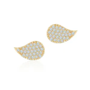 Birks 18K Yellow Gold Petale 0.32ct Diamond Pave Studs