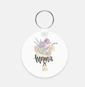 Birth Flower Custom Plastic Keychain