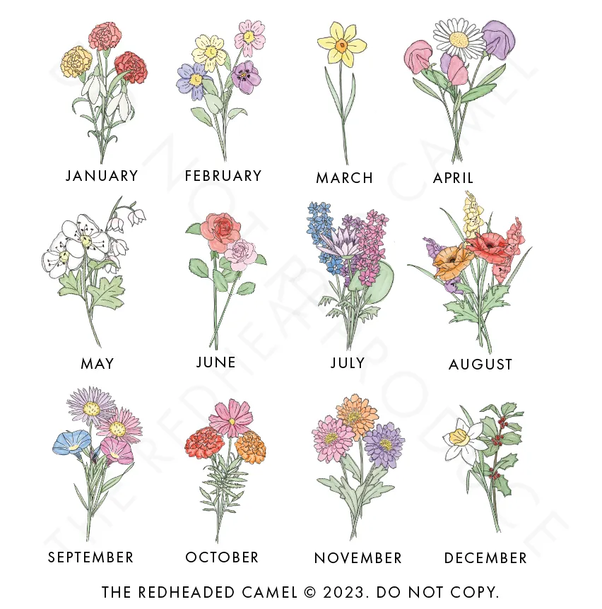 Birth Flower Custom Plastic Keychain