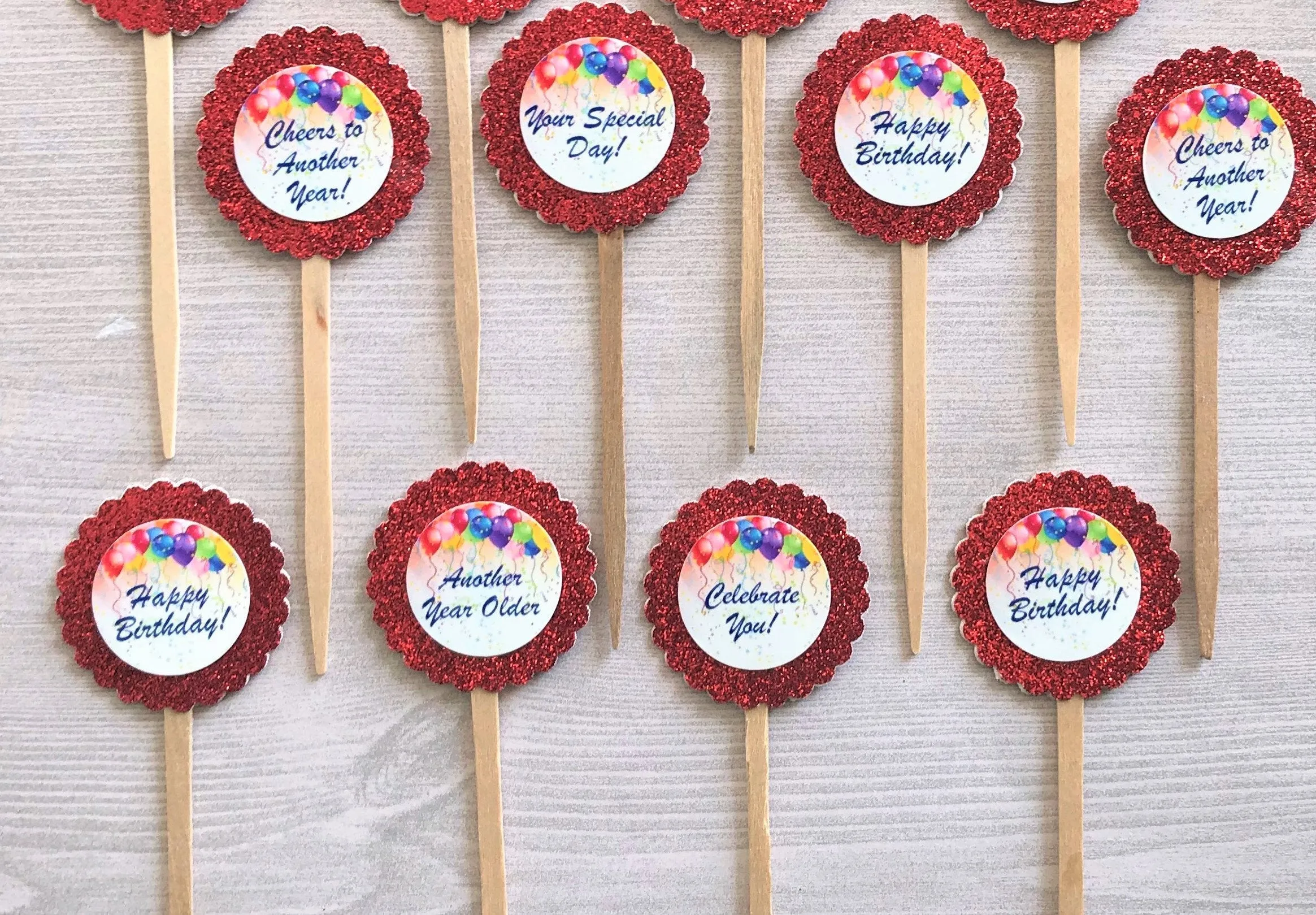Birthday Cupcake Toppers, Set of 12