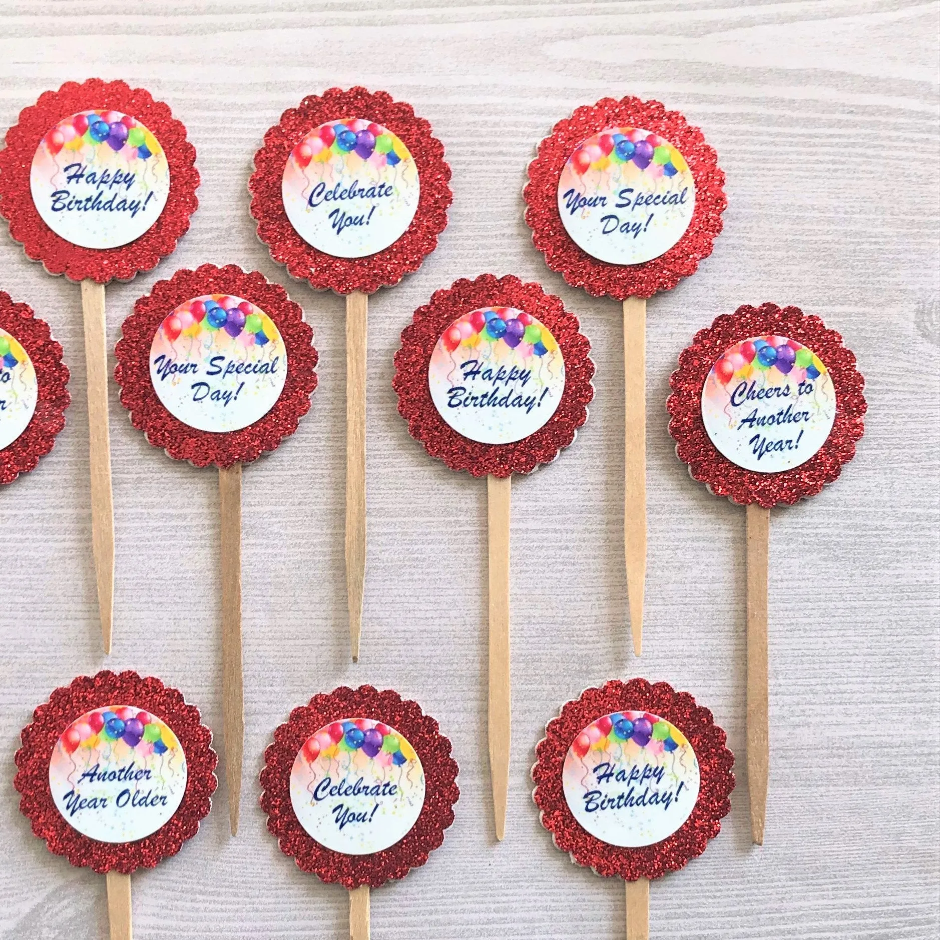 Birthday Cupcake Toppers, Set of 12