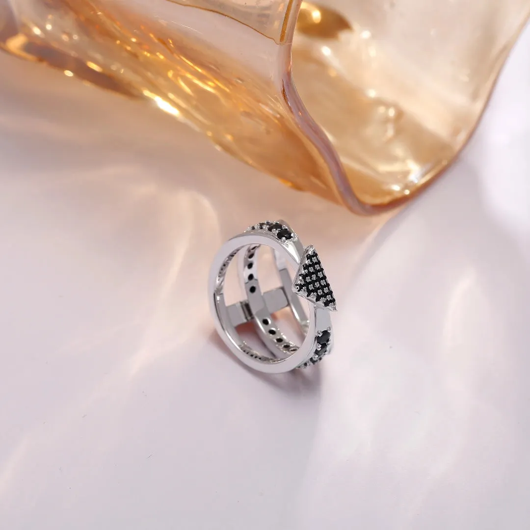 Black Cubic Zirconia Diamond Wedding Band Ring Multiple Perspectives collection Designed by Alexandra Baltazar