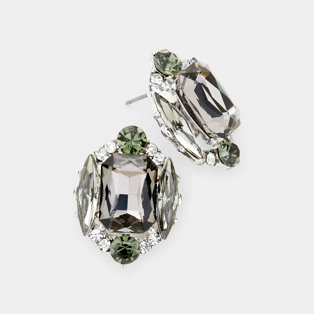 Black Diamond Multi Stone Shape Pageant Stud Earrings | Interview Earrings  |  442543