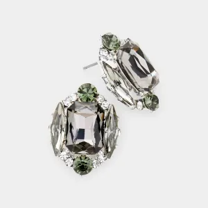 Black Diamond Multi Stone Shape Pageant Stud Earrings | Interview Earrings  |  442543
