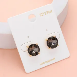 Black Diamond Round Stone Interview Stud Earrings | Black Diamond Stud Earrings |  638099