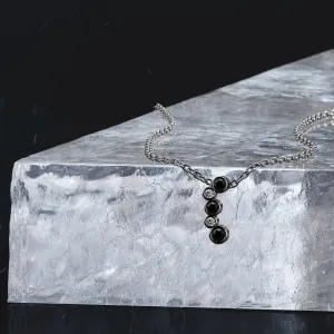 Black Energy Natural Black Diamond Alternative Pendant with a White Necklace