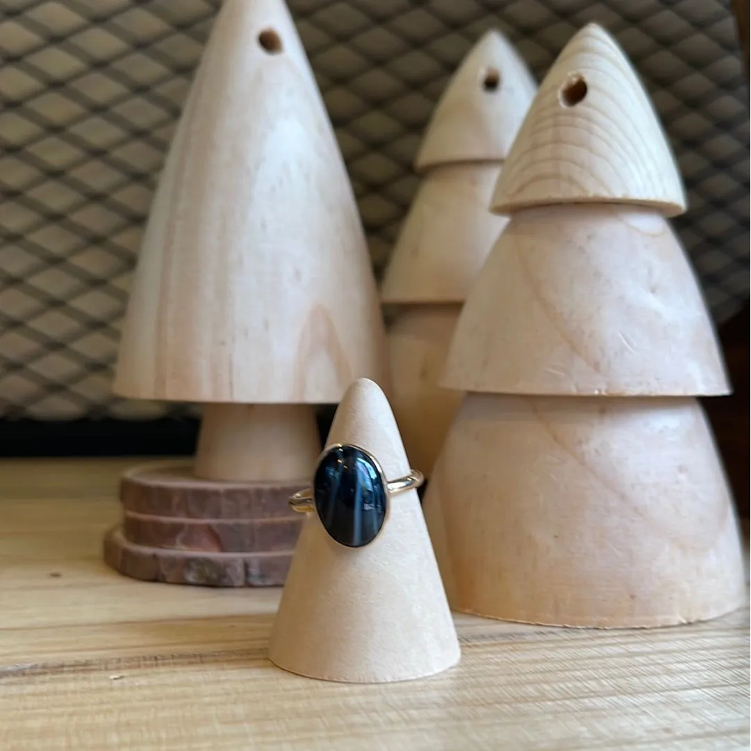 Black Lace Agate Oval Ring - Made to Order