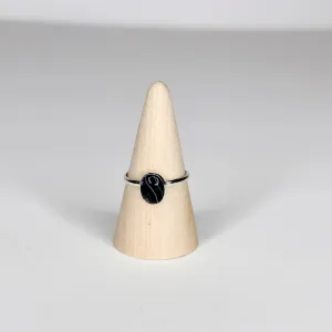 Black Lace Agate Sterling Silver Ring | Size 9.5