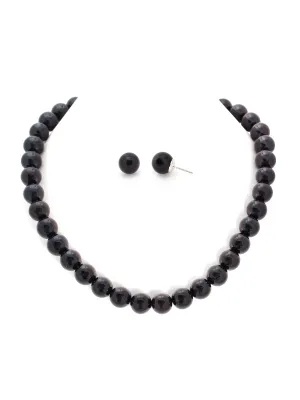 BLACK NECKLACE AND EARRINGS SET  #WS23092S51 (SHB3)