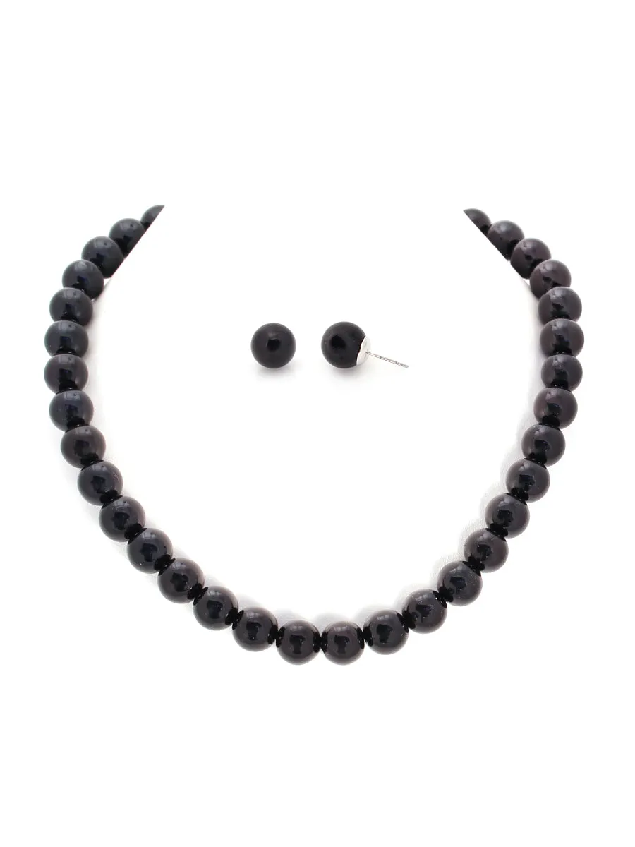 BLACK NECKLACE AND EARRINGS SET  #WS23092S51 (SHB3)