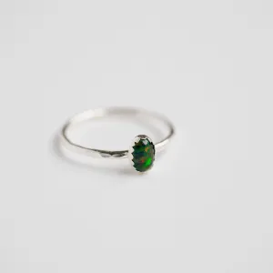Black Opal Gemstone Stacking Ring in Sterling Silver