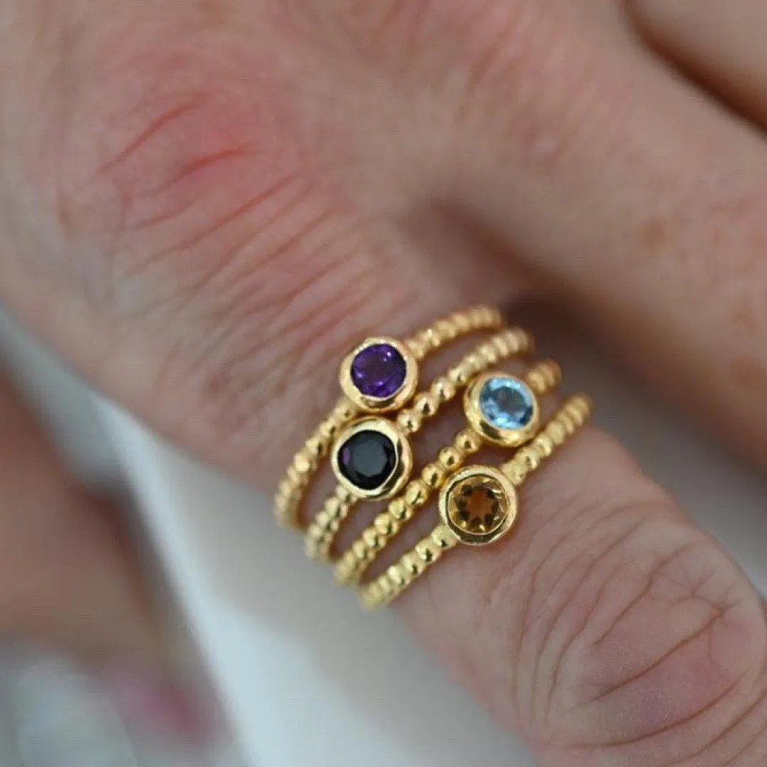 Black Spinel Beaded Ring