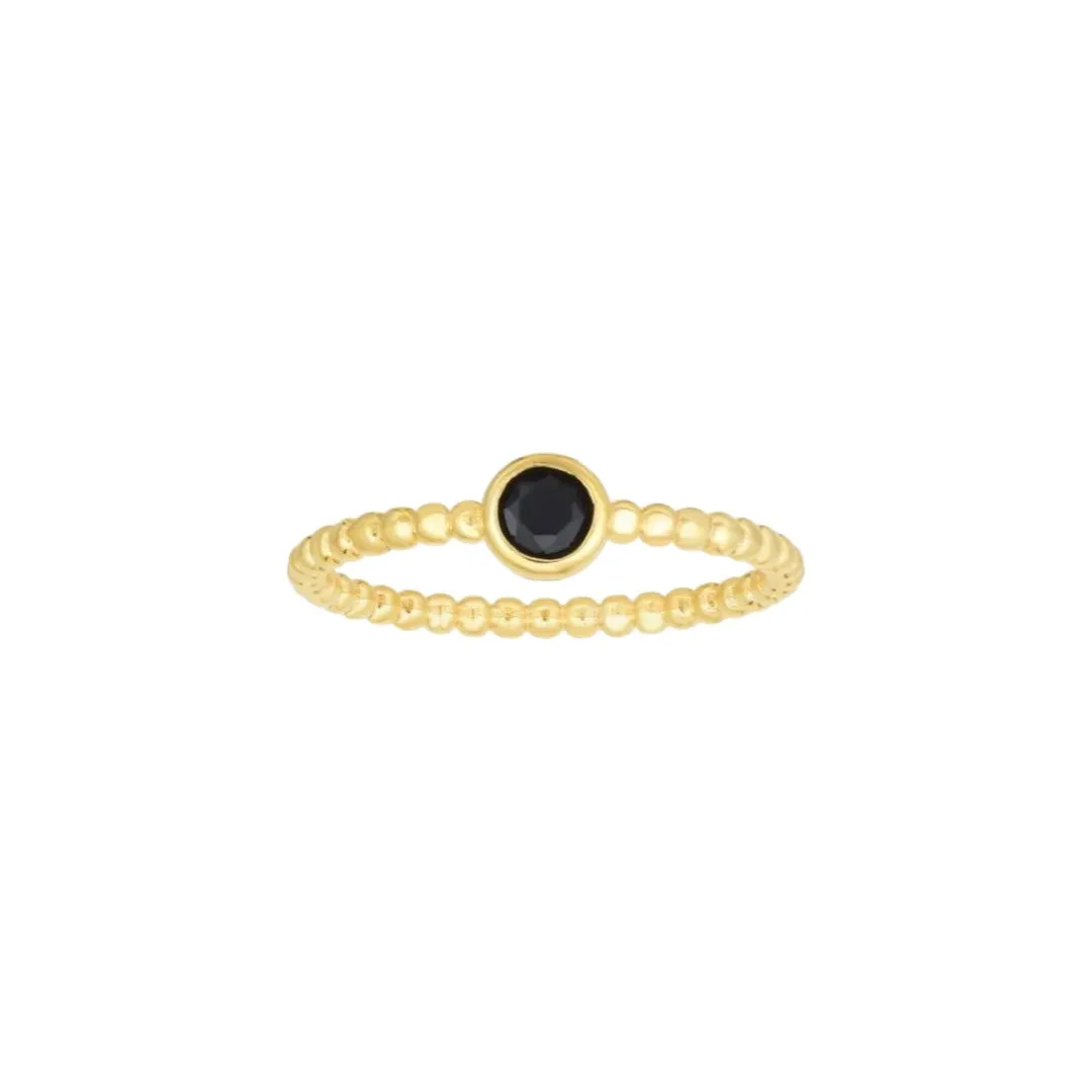Black Spinel Beaded Ring