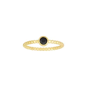 Black Spinel Beaded Ring