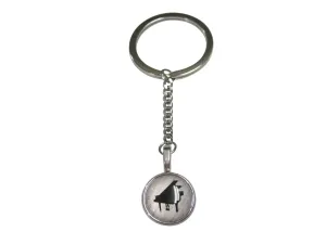 Black Toned Musical Piano Design Pendant Keychain