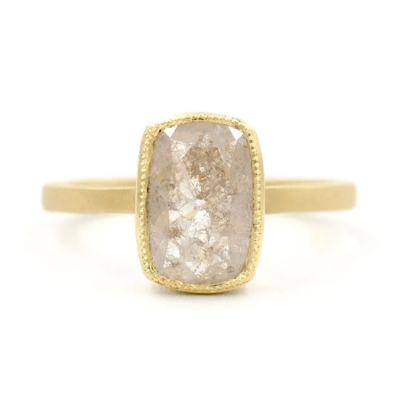 Blockette Cushion Opaque Diamond Ring