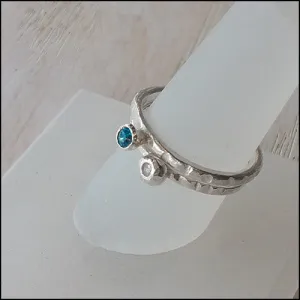 Blue and White CZ Stacking Rings