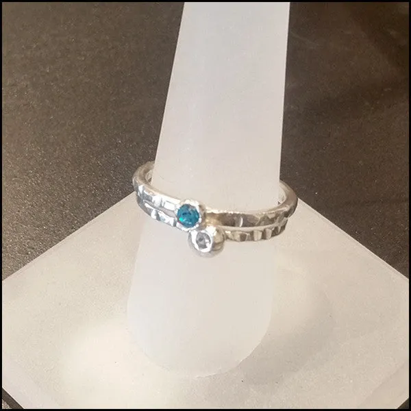 Blue and White CZ Stacking Rings