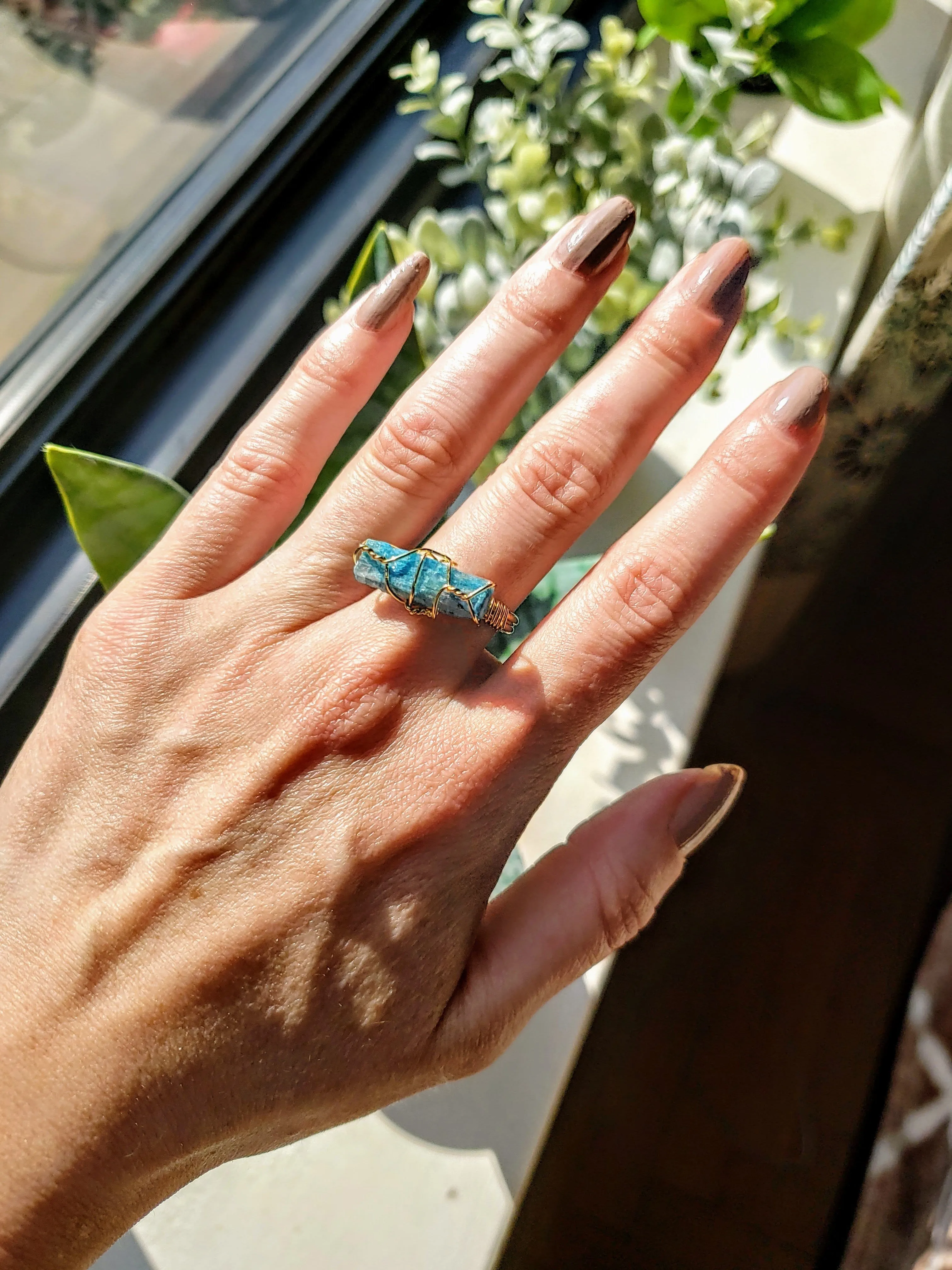 Blue Apatite Gemstone Ring