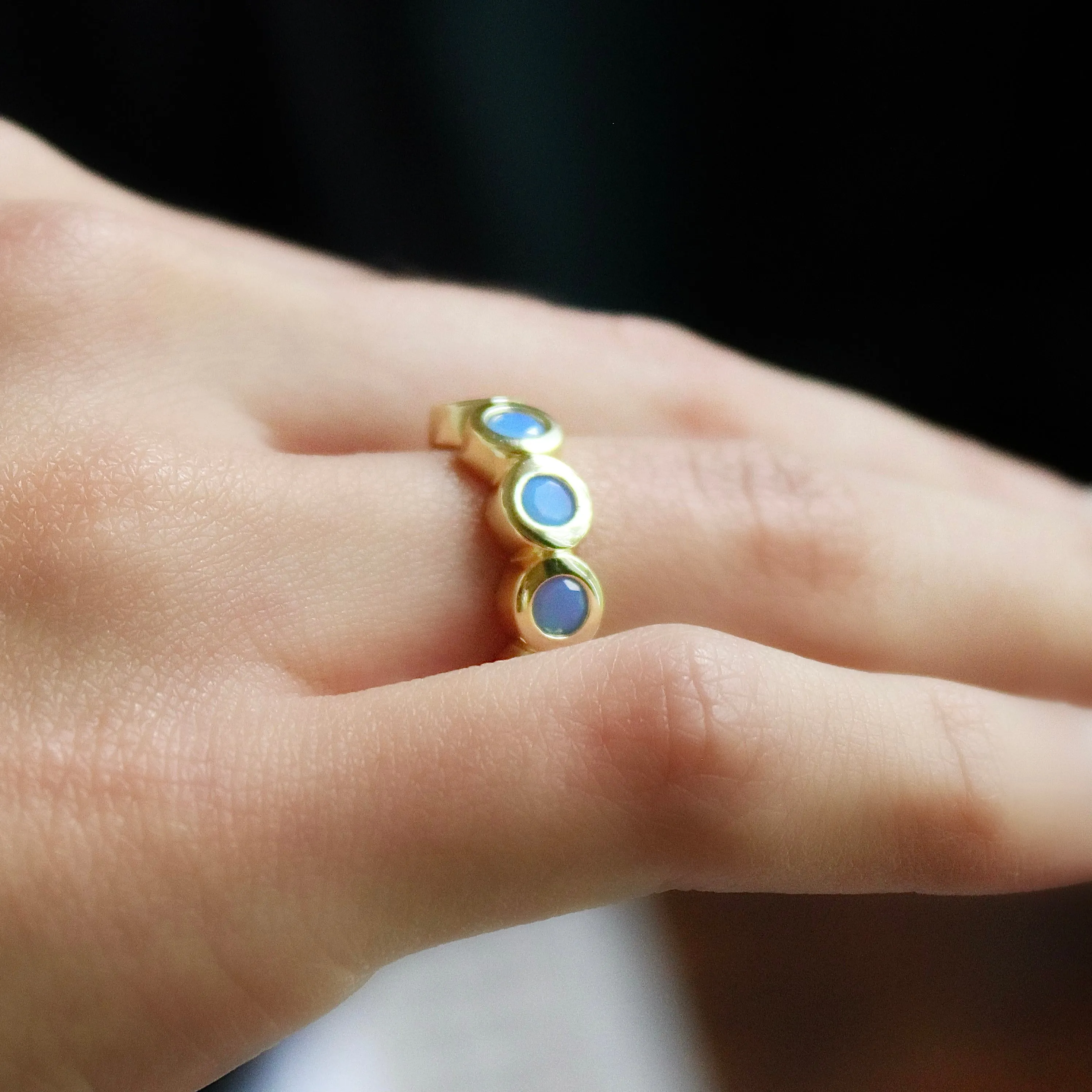 Blue Opal Bezel Ring