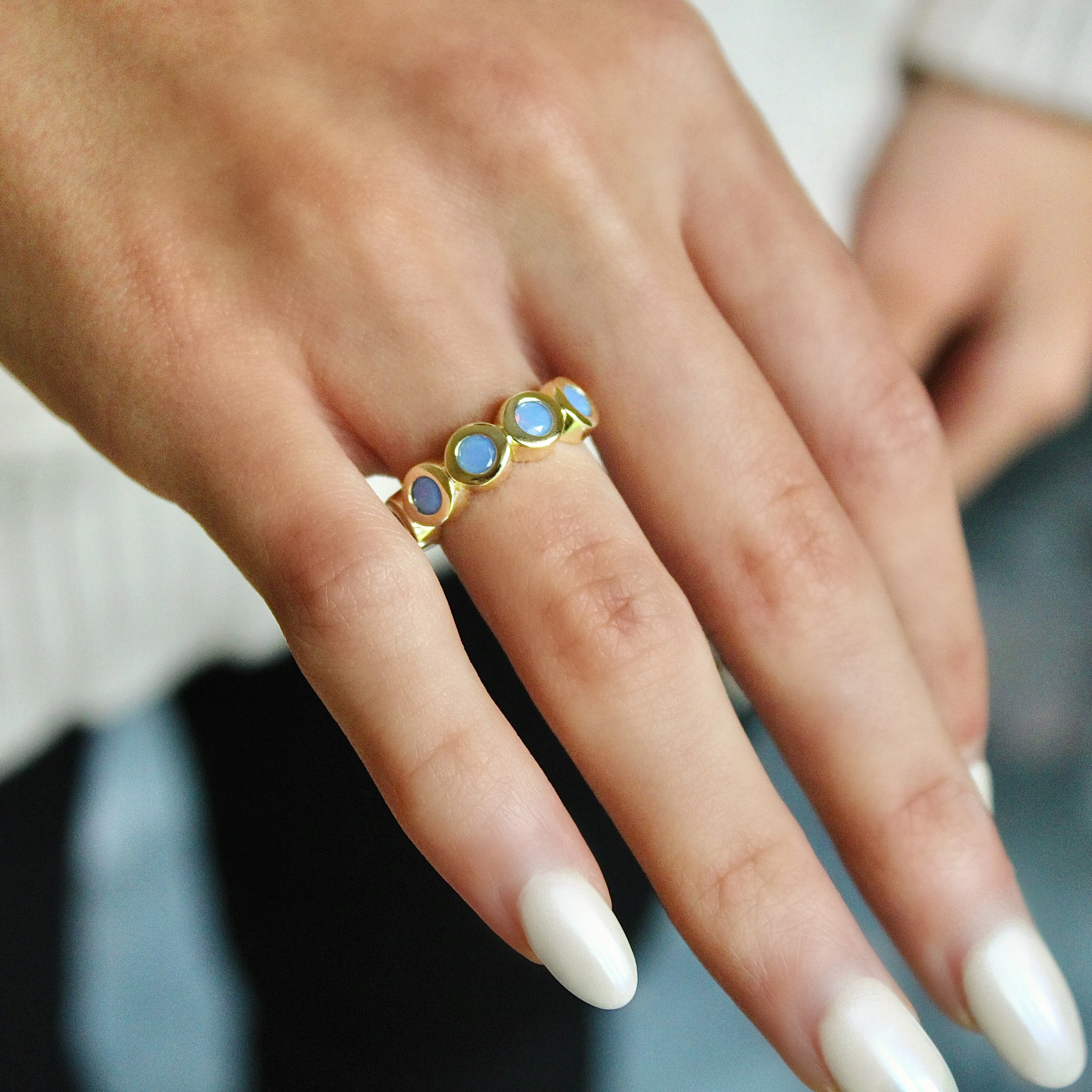 Blue Opal Bezel Ring