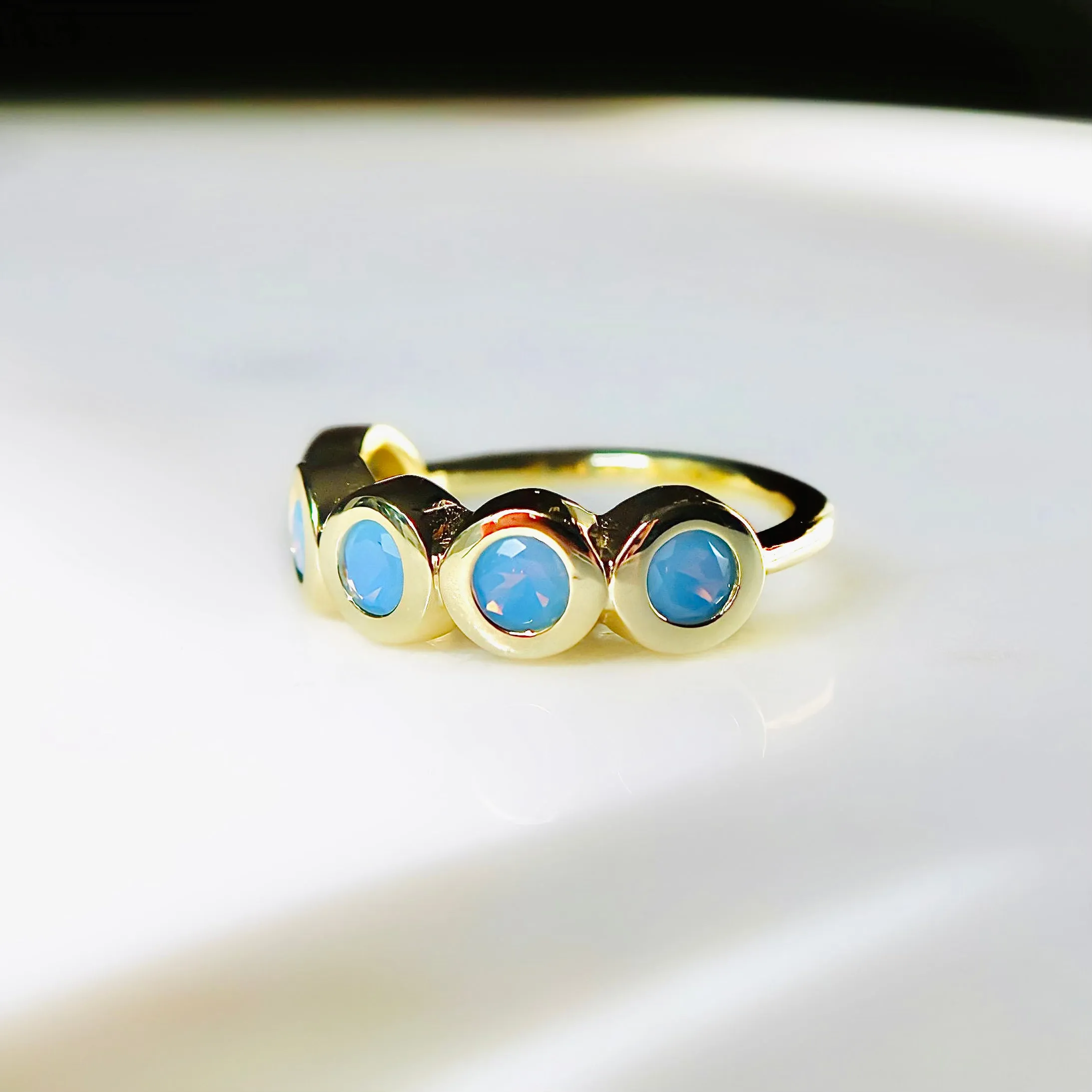 Blue Opal Bezel Ring