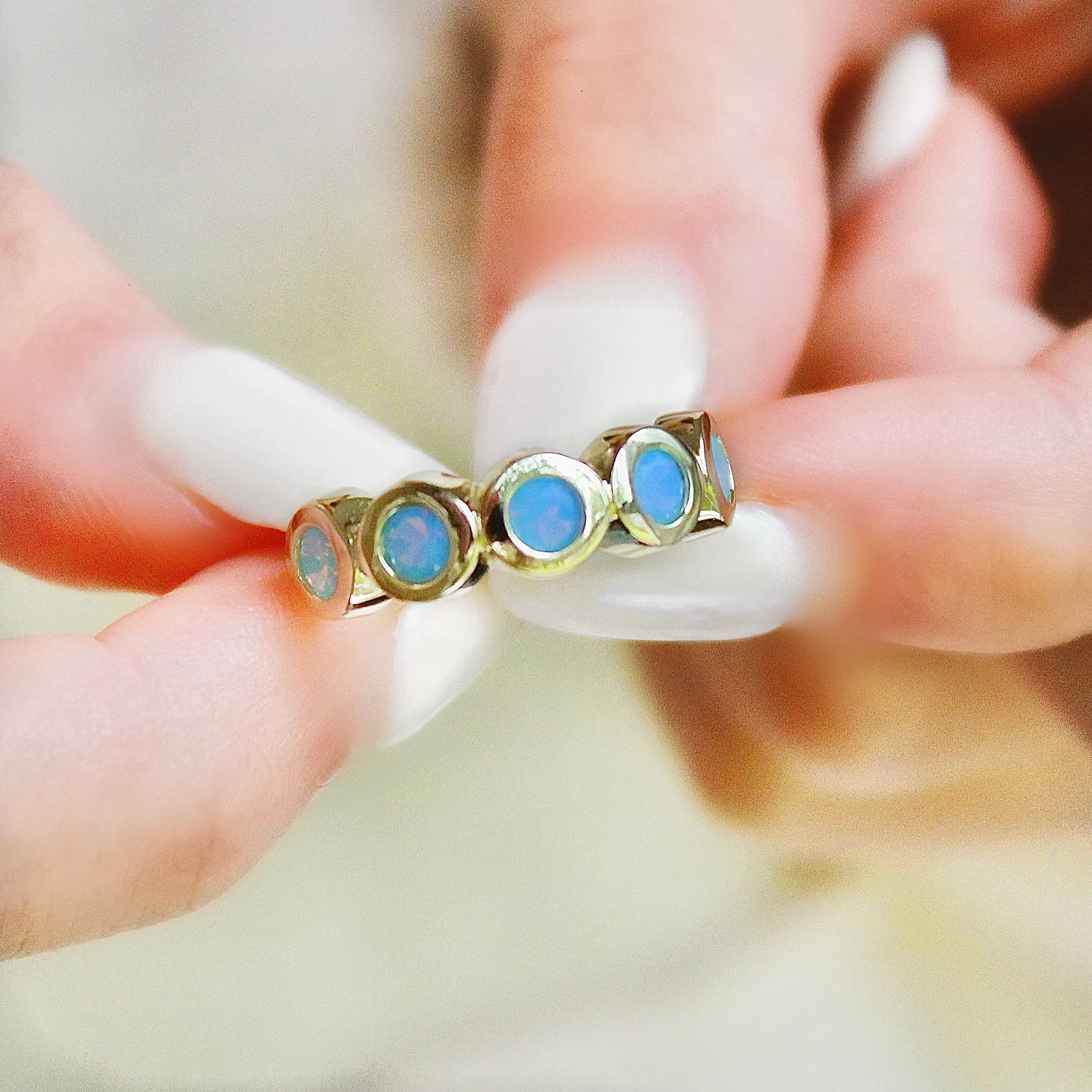 Blue Opal Bezel Ring